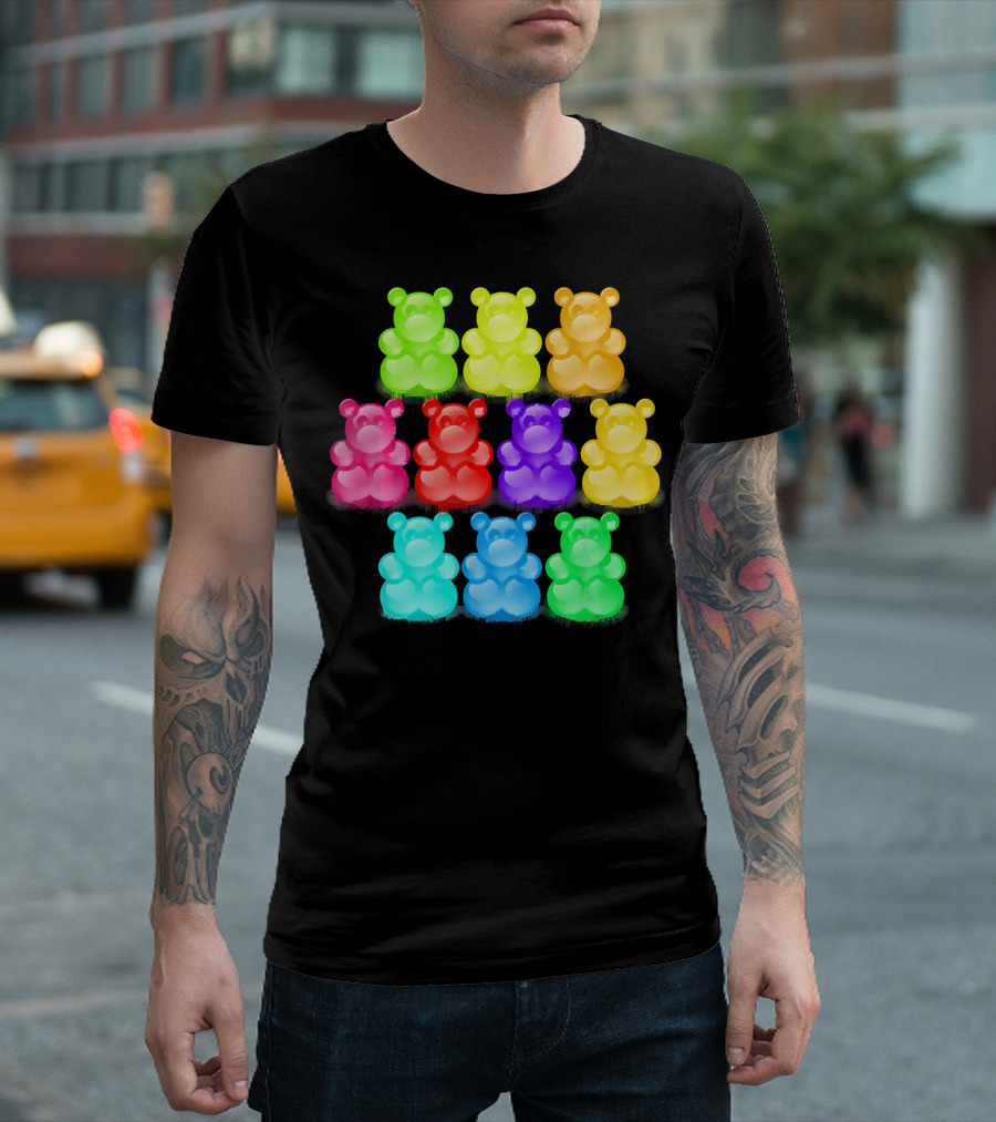 Chewy Bear Shaped Gummy Candy Delight In Vibrant Colors T-Shirt