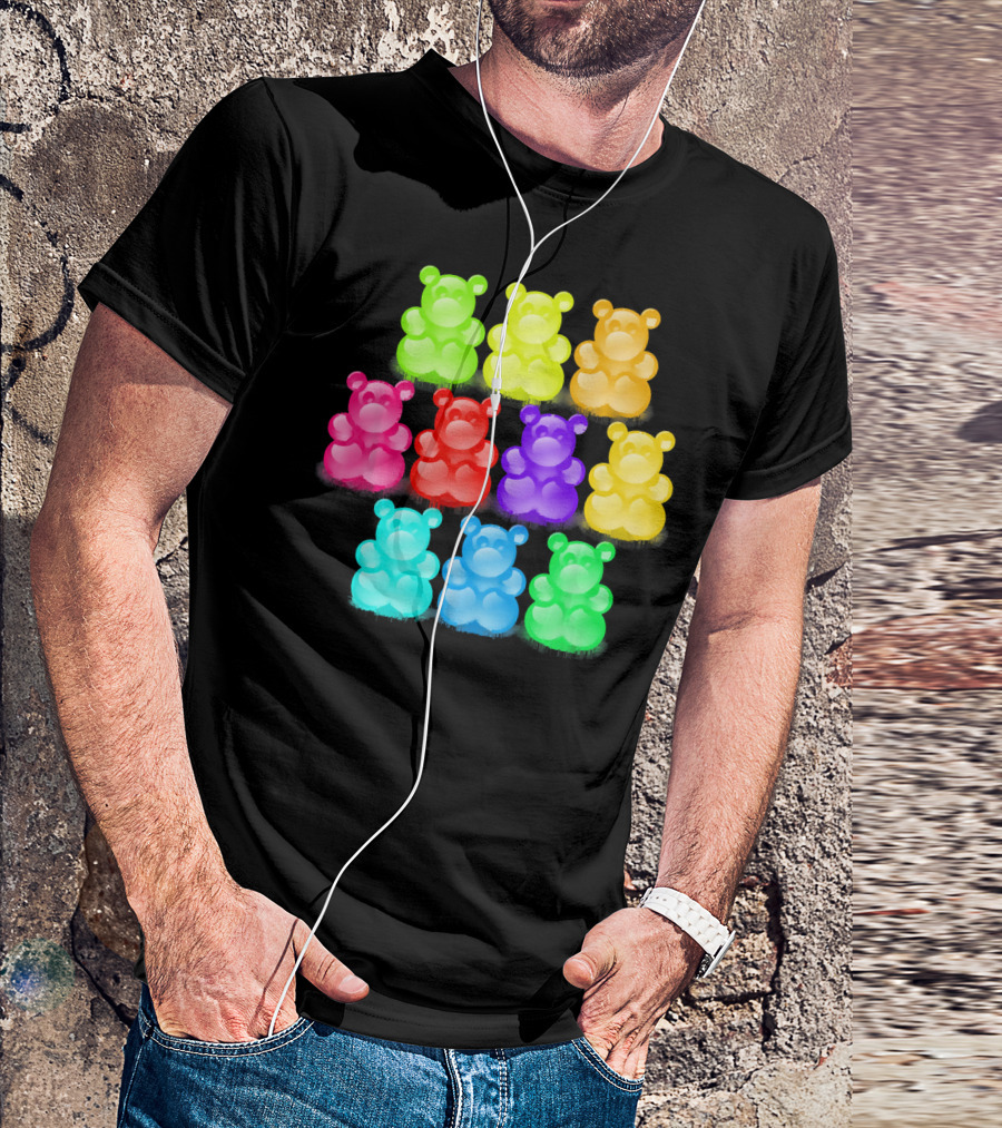 Chewy Bear Shaped Gummy Candy Delight In Vibrant Colors T-Shirt