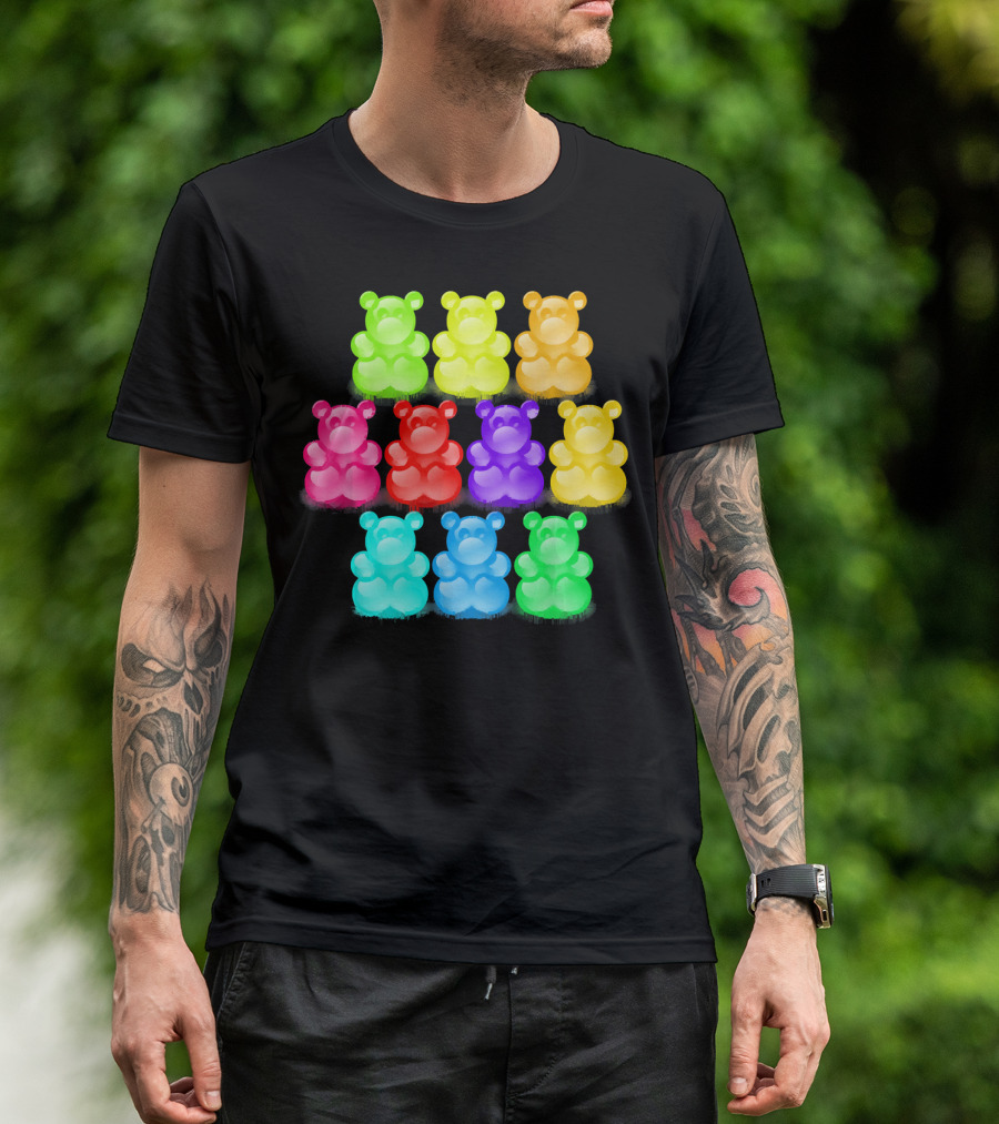 Chewy Bear Shaped Gummy Candy Delight In Vibrant Colors T-Shirt