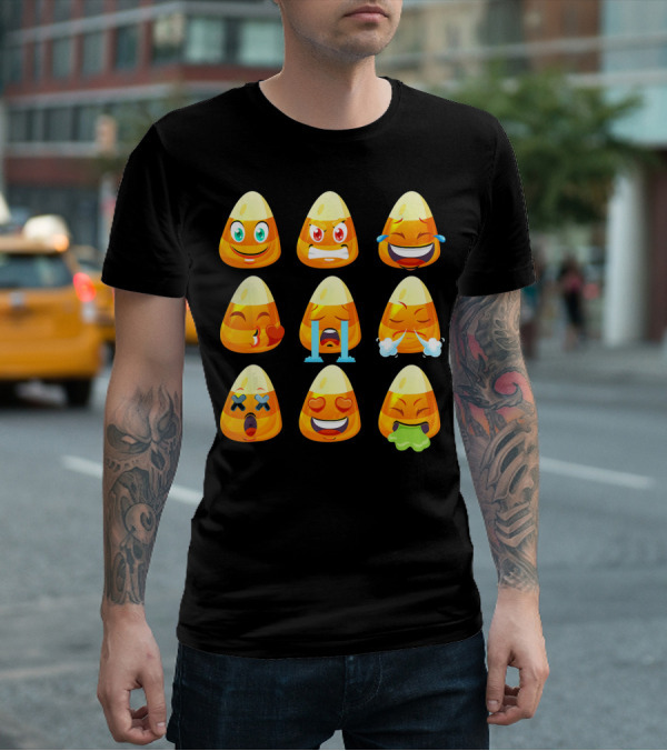 Candy Corn Emoticons Love Faces Expressions T-Shirt