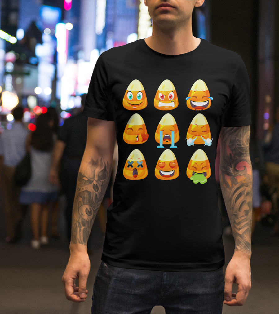 Candy Corn Emoticons Love Faces Expressions T-Shirt