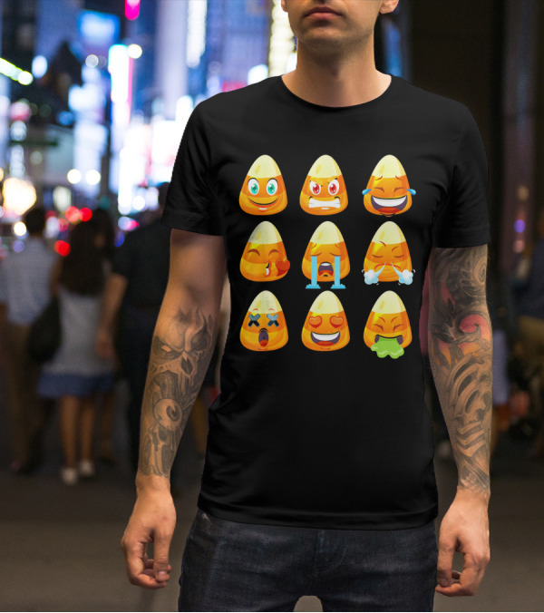 Candy Corn Emoticons Love Faces Expressions T-Shirt