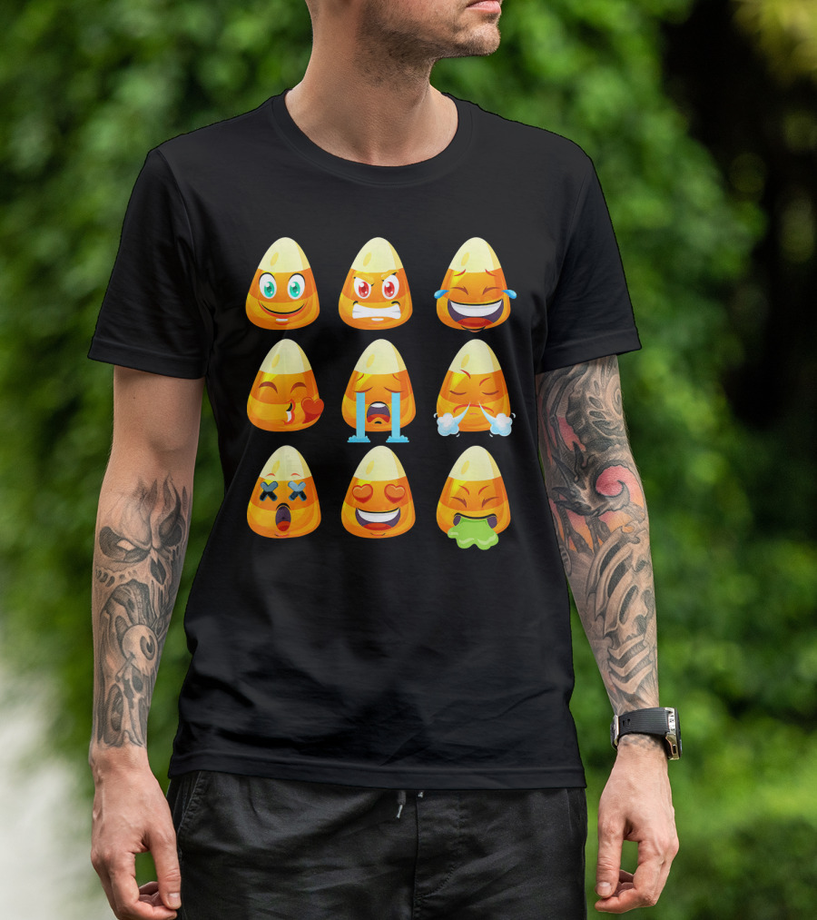 Candy Corn Emoticons Love Faces Expressions T-Shirt