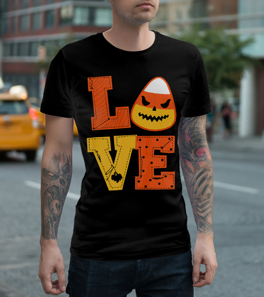 LOVE Candy Corn Halloween Pumpkin T-Shirt