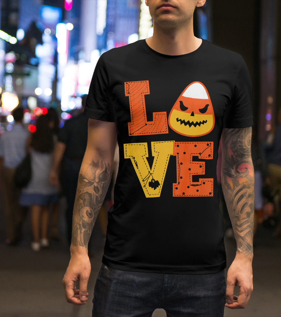 LOVE Candy Corn Halloween Pumpkin T-Shirt