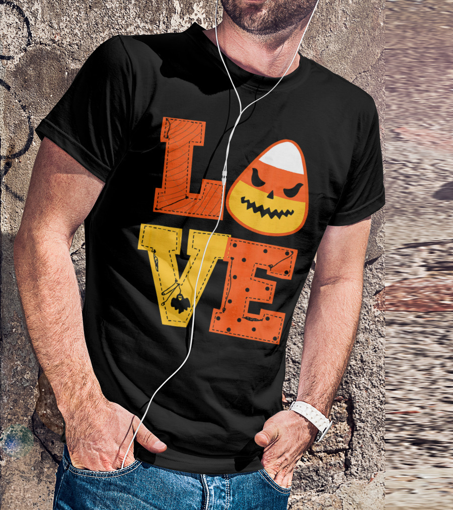 LOVE Candy Corn Halloween Pumpkin T-Shirt