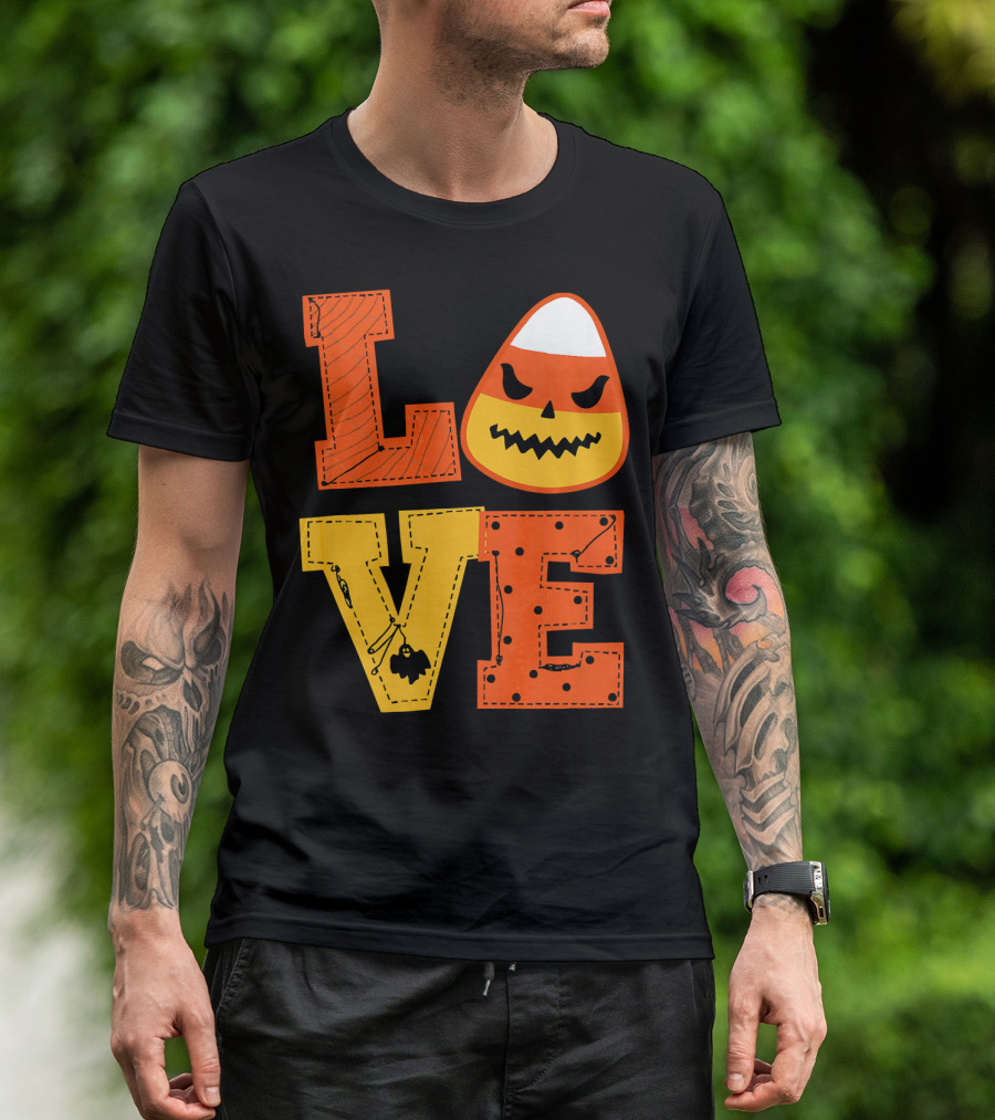 LOVE Candy Corn Halloween Pumpkin T-Shirt