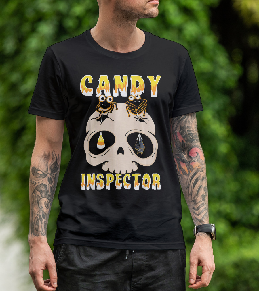 Candy Inspector Funny Skull Halloween Costume T-Shirt