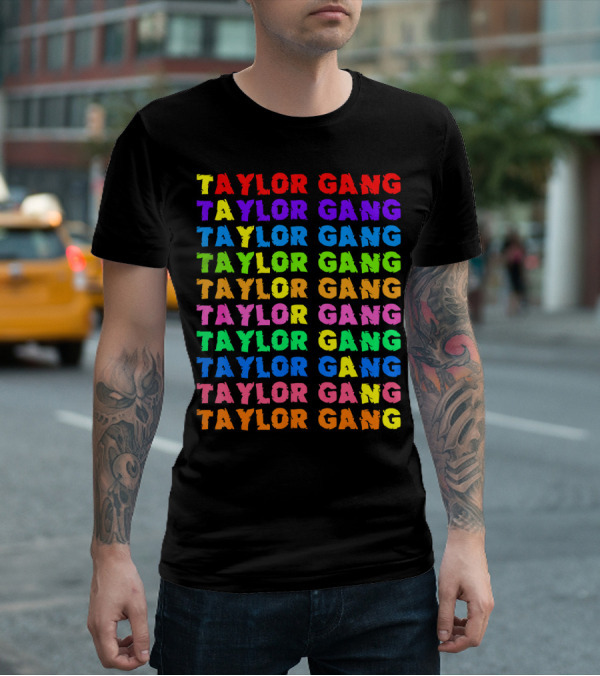 Taylor Gang Colorful Rainbow Typography T-Shirt