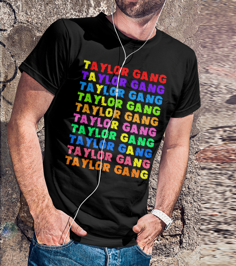 Taylor Gang Colorful Rainbow Typography T-Shirt