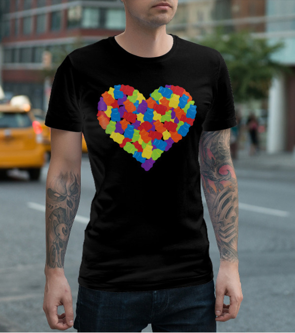 Multicolored Gummy Bears Heart Candy Chewing Bears T-Shirt