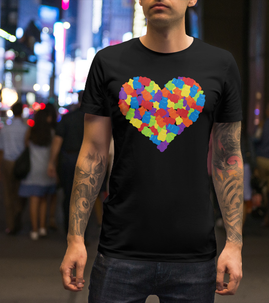 Multicolored Gummy Bears Heart Candy Chewing Bears T-Shirt