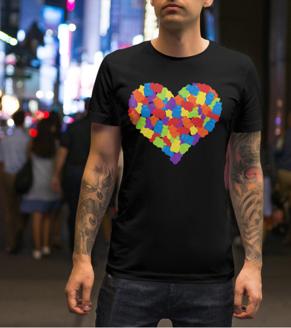 Multicolored Gummy Bears Heart Candy Chewing Bears T-Shirt