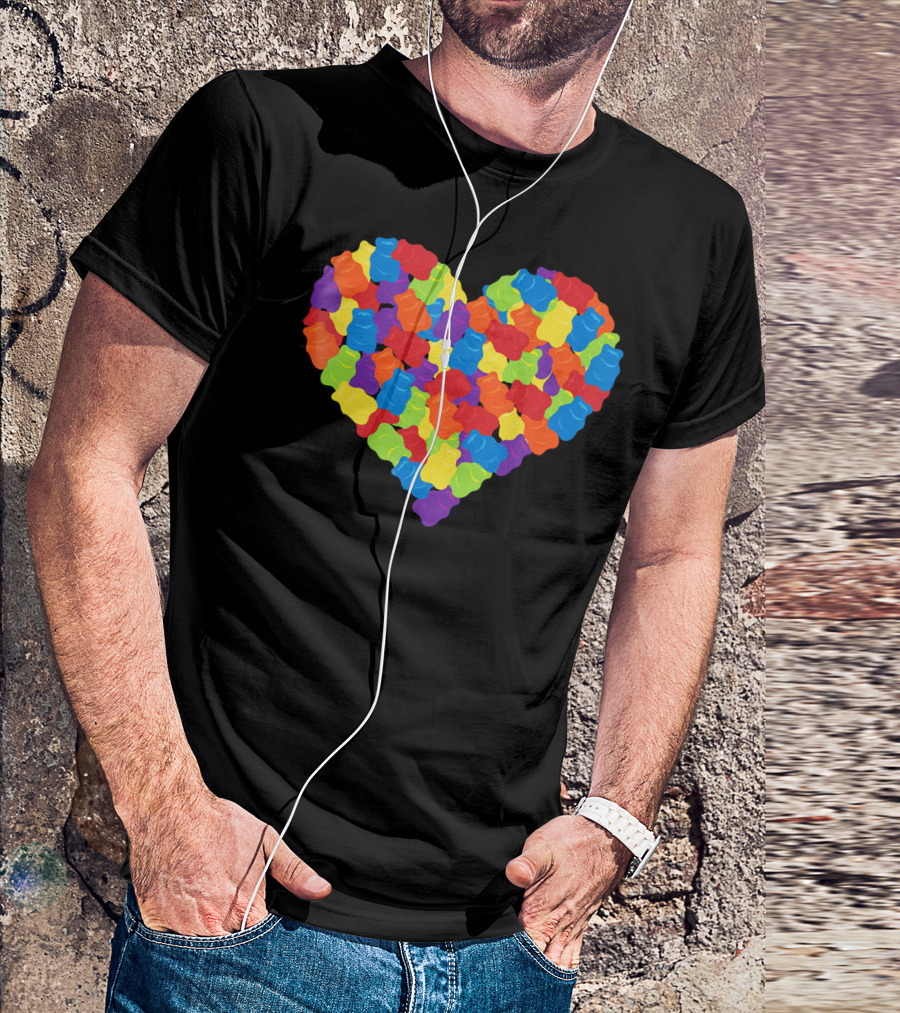 Multicolored Gummy Bears Heart Candy Chewing Bears T-Shirt