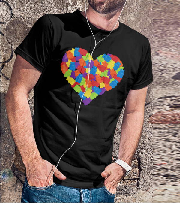 Multicolored Gummy Bears Heart Candy Chewing Bears T-Shirt