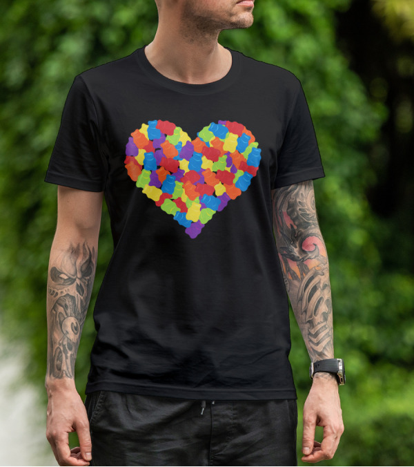 Multicolored Gummy Bears Heart Candy Chewing Bears T-Shirt