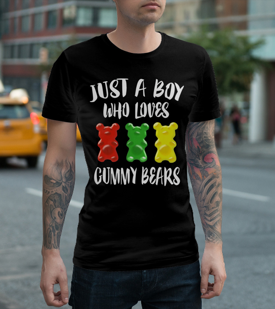 Just A Boy Who Loves Gummy Bears Red Green Yellow Bears T-Shirt