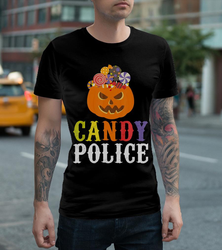 Candy Police Jack O Lantern Halloween Sweets T-Shirt
