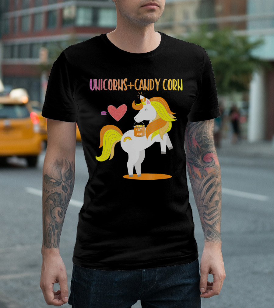Unicorns Candy Corn Heart Equation T-Shirt