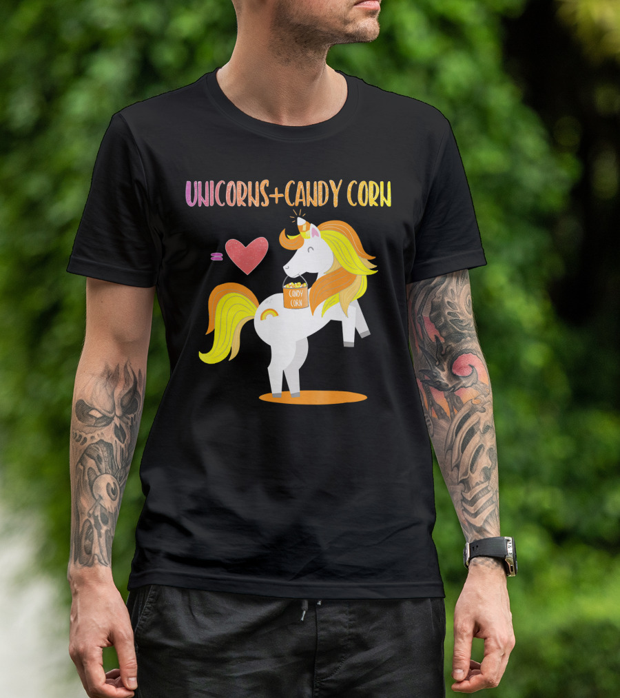 Unicorns Candy Corn Heart Equation T-Shirt