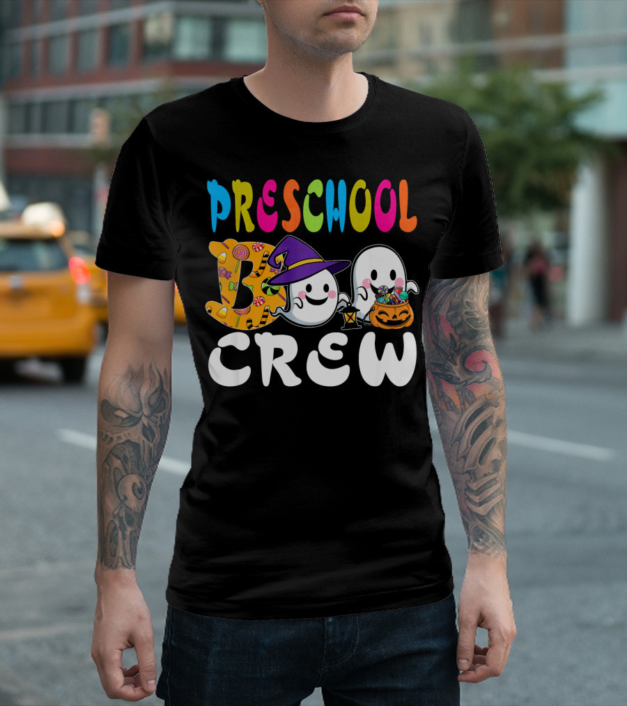 Preschool Boo Crew Halloween Ghosts Candy Wizard Hat T-Shirt