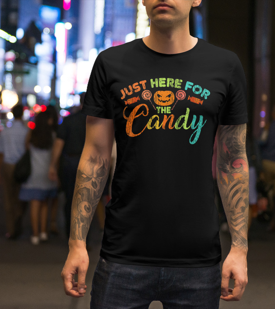 Just Here For The Candy Halloween Jack-O'-Lantern Lollipops T-Shirt