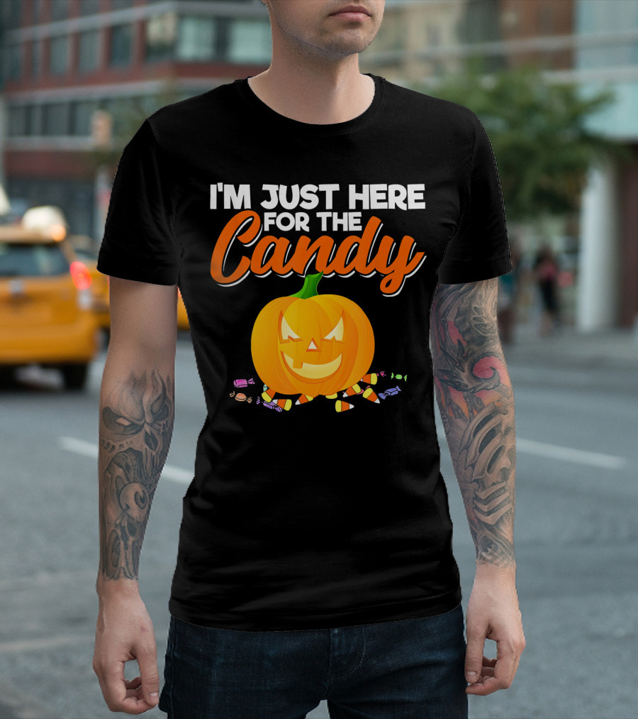 I'm Just Here for the Candy Pumpkin Halloween Candy Corn T-Shirt