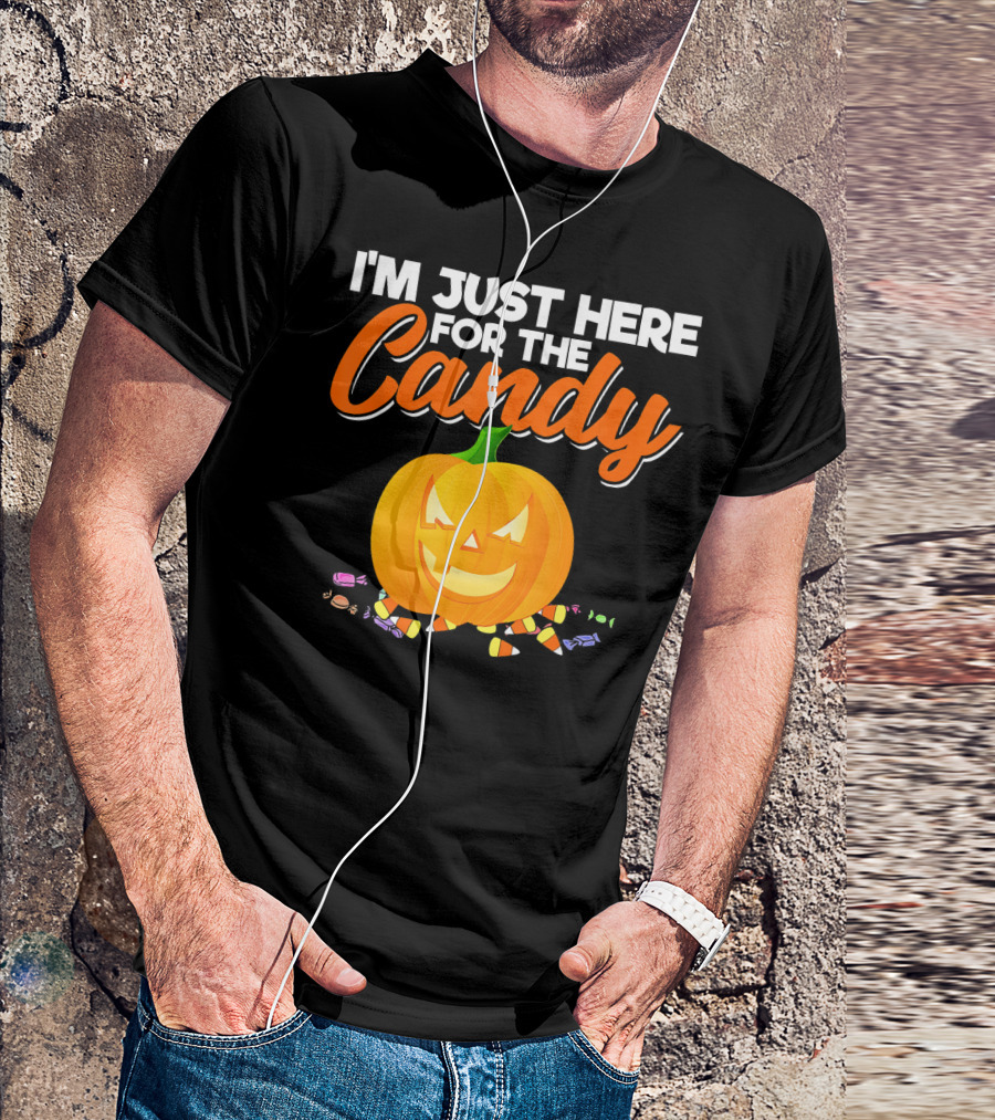 I'm Just Here For The Candy Pumpkin Halloween Candy Corn T-Shirt