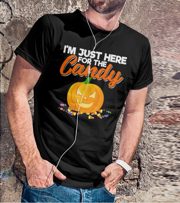 I'm Just Here For The Candy Pumpkin Halloween Candy Corn T-Shirt