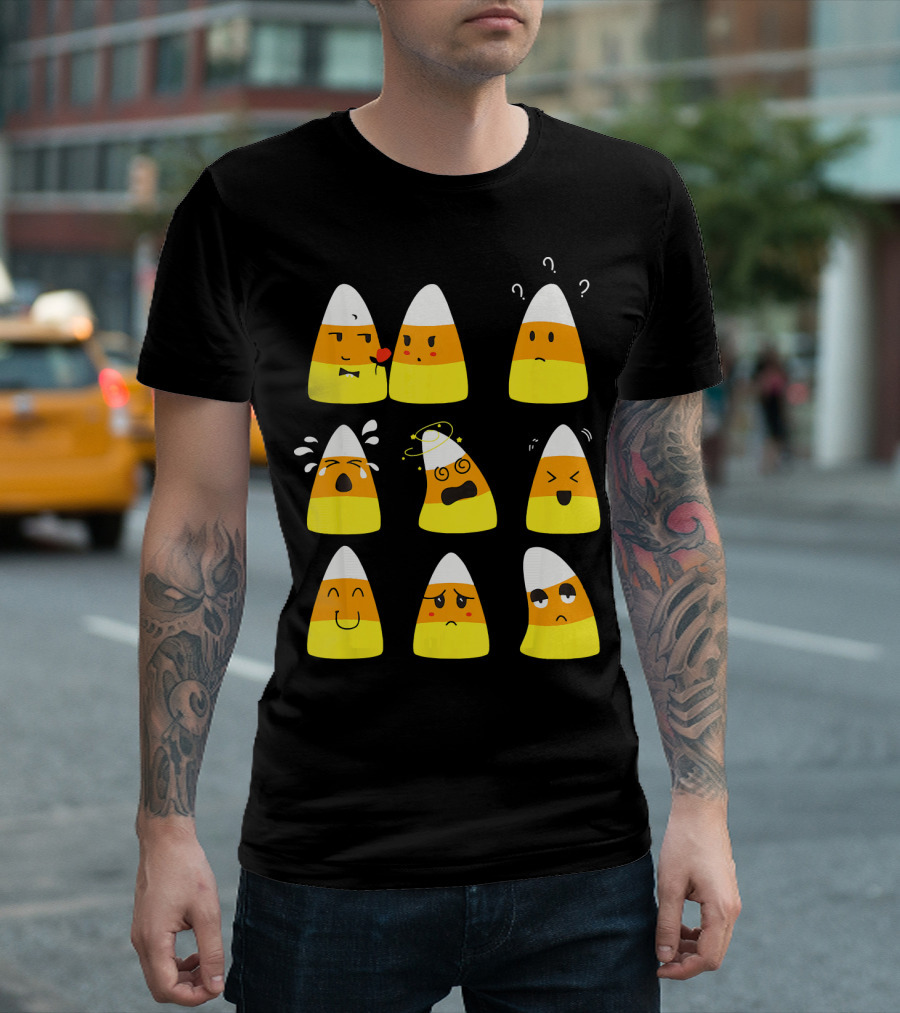 Candy Corn Emoticons Expressive Faces T-Shirt