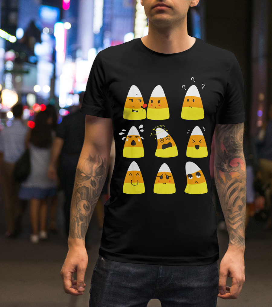 Candy Corn Emoticons Expressive Faces T-Shirt