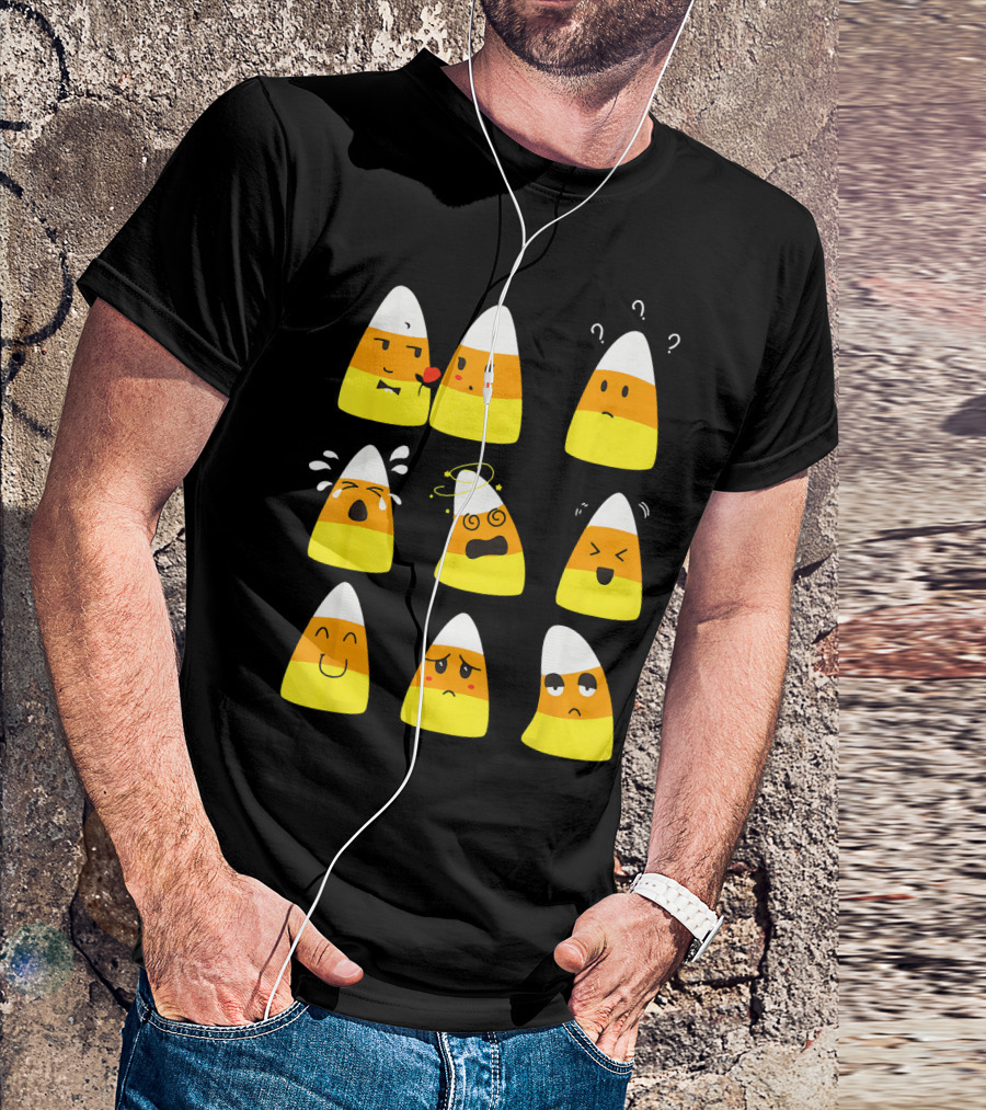 Candy Corn Emoticons Expressive Faces T-Shirt