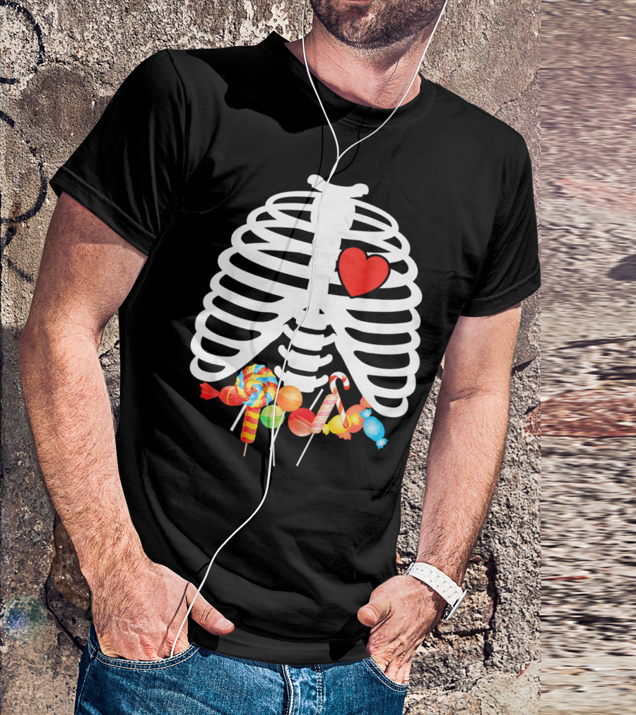 Xray Skeleton Rib Cage Heart Sweet Candy Lollipops T-Shirt
