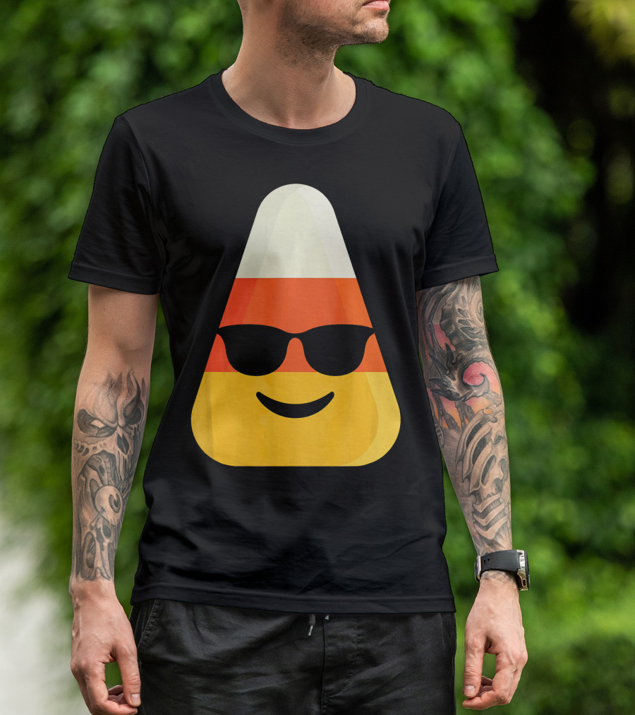 Candy Corn Emoji With Sunglasses Cool Shades T-Shirt