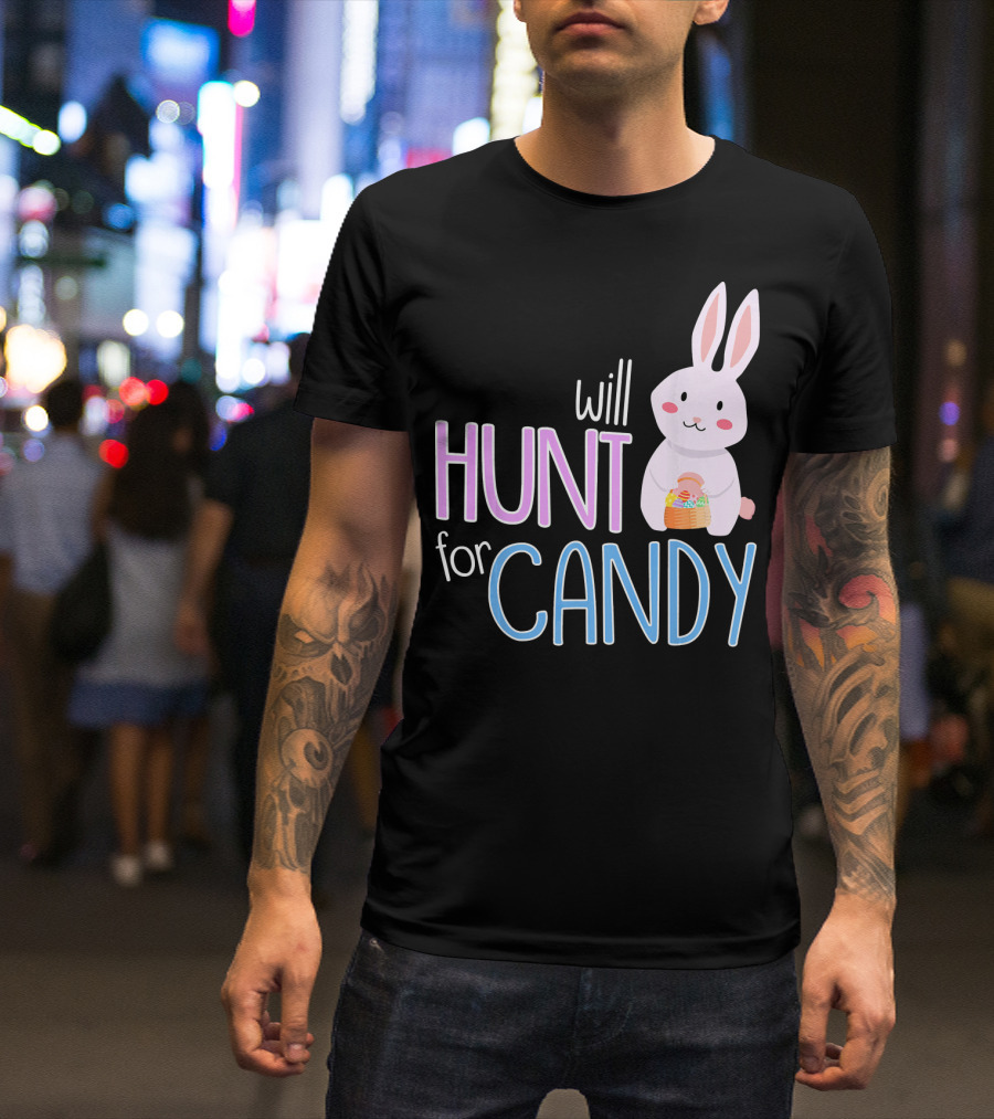 Will Hunt For Candy Bunny Easter Kids Funny Egg T-Shirt