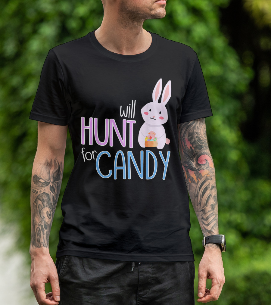 Will Hunt For Candy Bunny Easter Kids Funny Egg T-Shirt