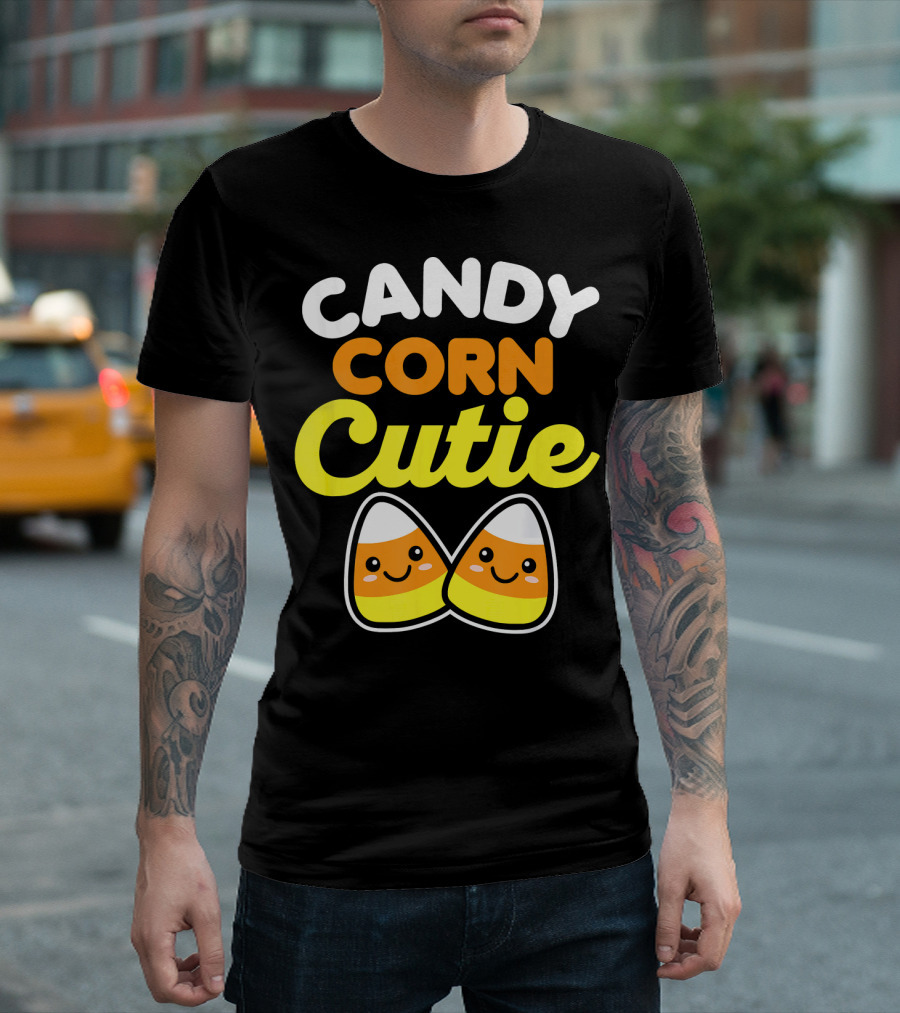 Candy Corn Cutie Halloween Smiling Kawaii Candy Corn Characters T-Shirt