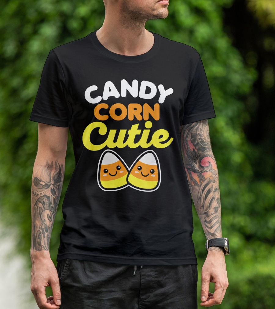 Candy Corn Cutie Halloween Smiling Kawaii Candy Corn Characters T-Shirt