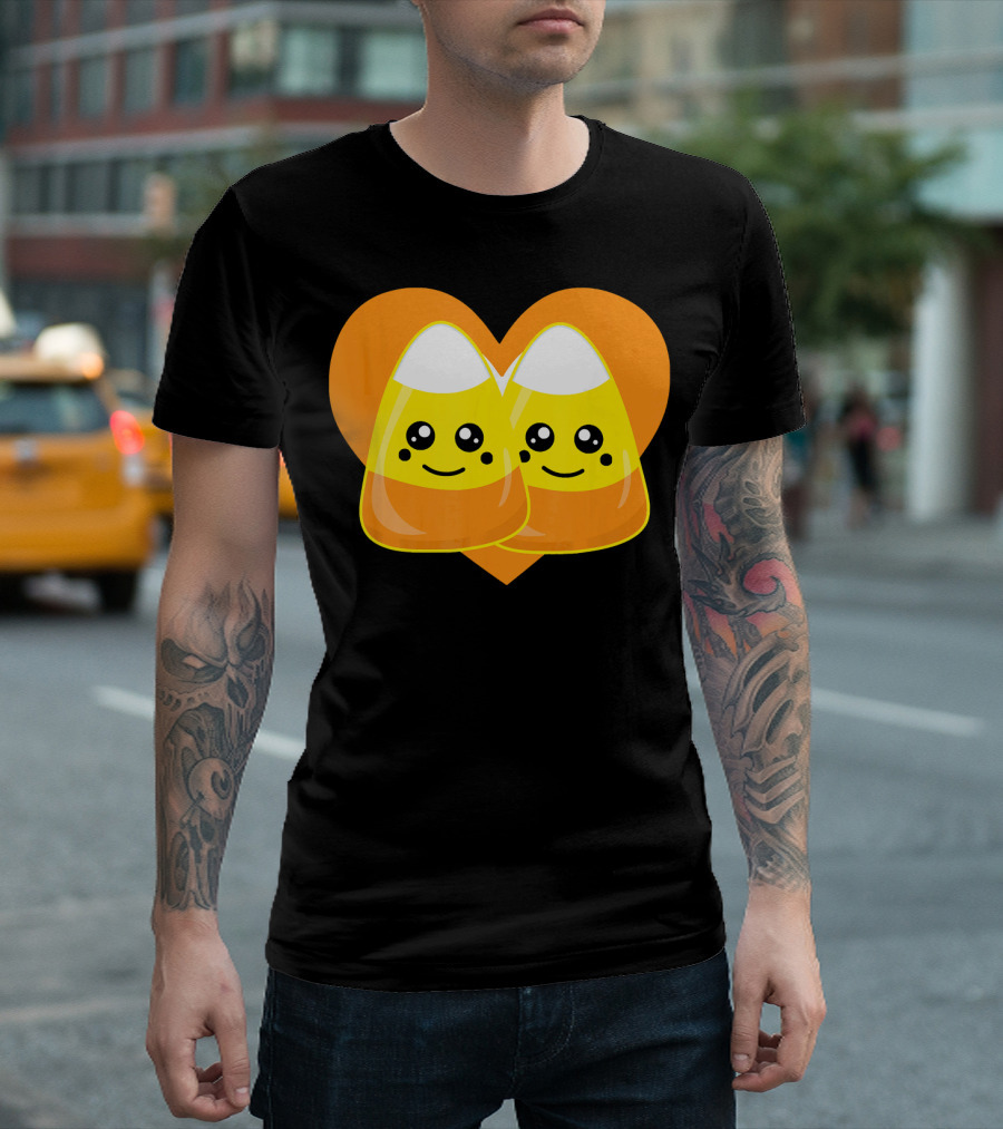 Love Candy Corn Cute Heart Kawaii Candy Corn Duo T-Shirt