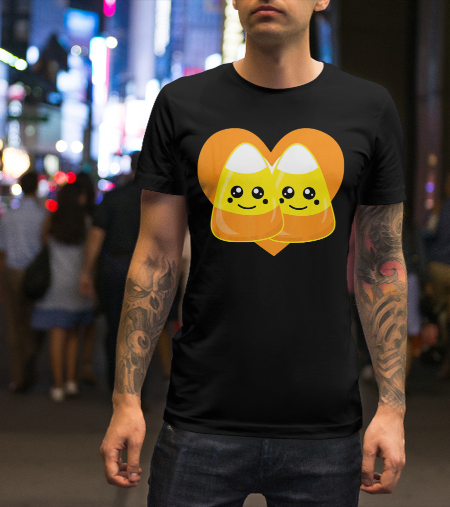Love Candy Corn Cute Heart Kawaii Candy Corn Duo T-Shirt