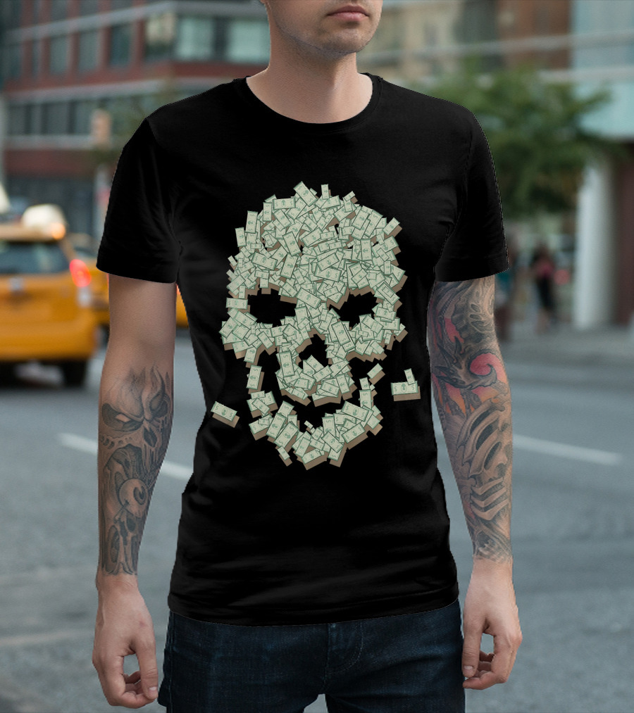 Dollar Skull Skeleton Money Stack T-Shirt