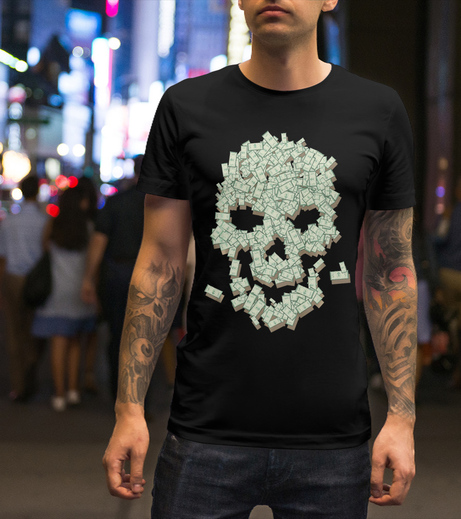 Dollar Skull Skeleton Money Stack T-Shirt