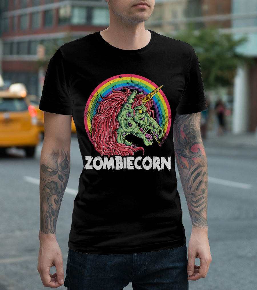 Zombiecorn Unicorn Zombie Rainbow T-Shirt