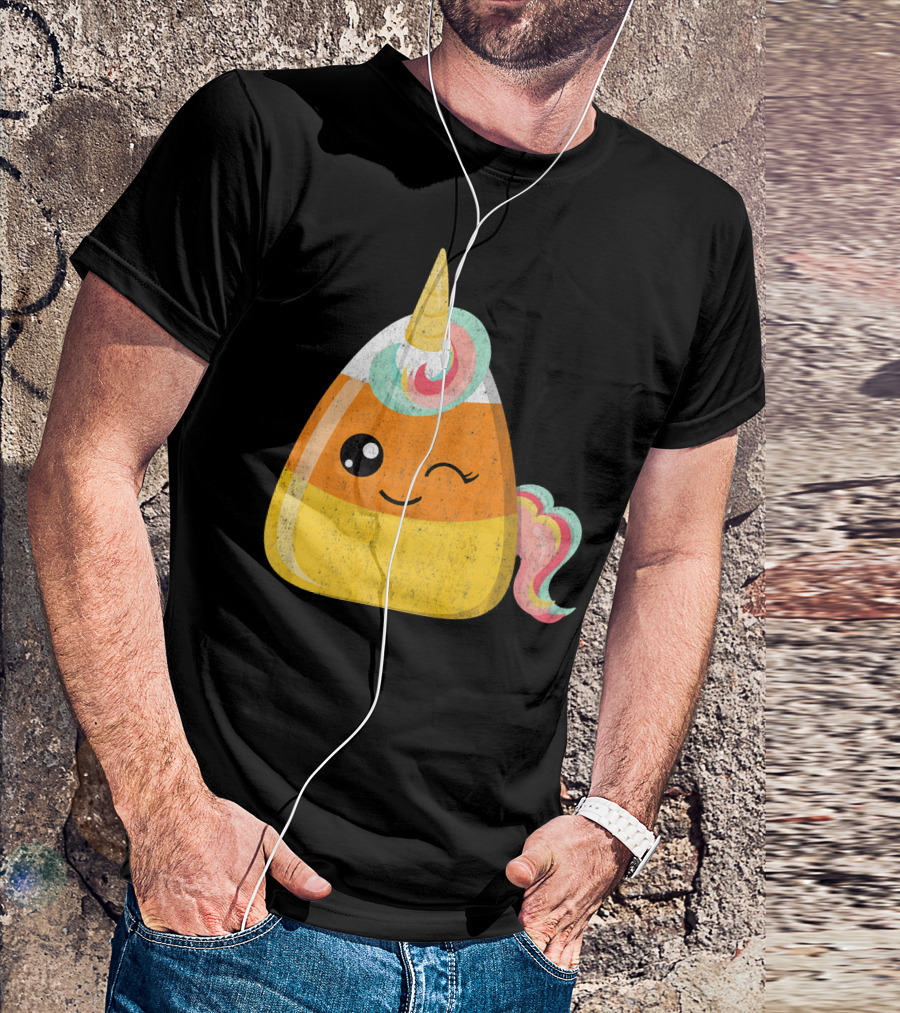 Candy Corn Unicorn Funny Halloween Candicorn T-Shirt