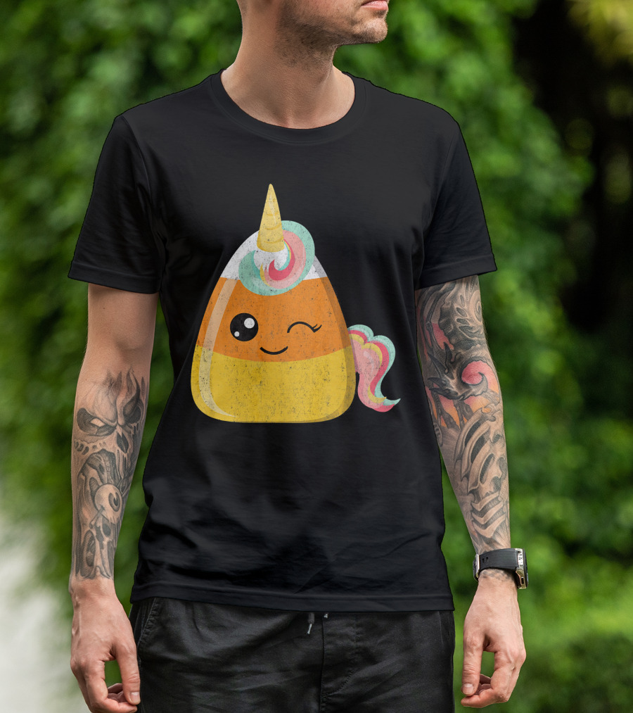 Candy Corn Unicorn Funny Halloween Candicorn T-Shirt