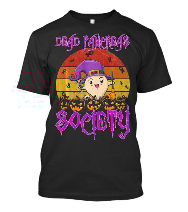 Dead Pancreas Society Halloween Pumpkin Witch Hat T-Shirt
