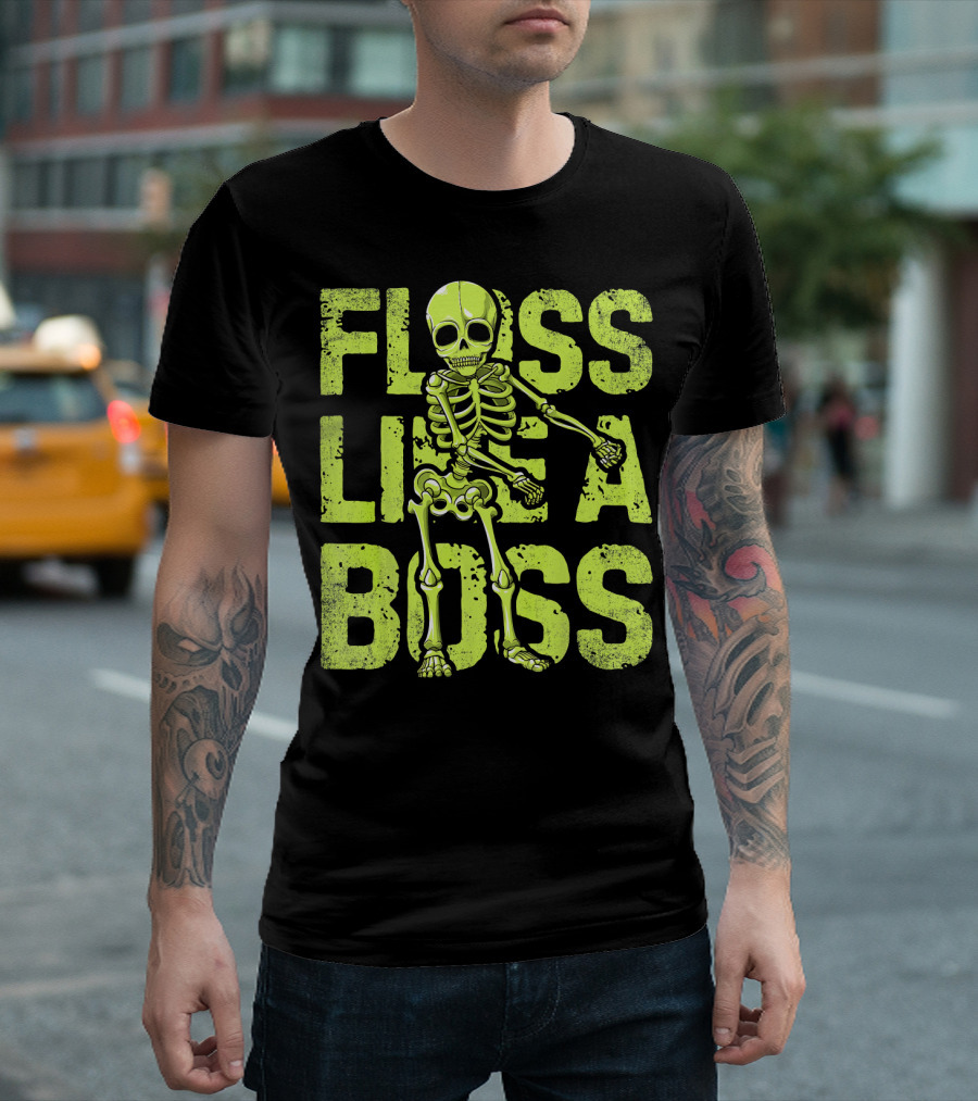 Floss Like A Boss Neon Skeleton Dance T-Shirt