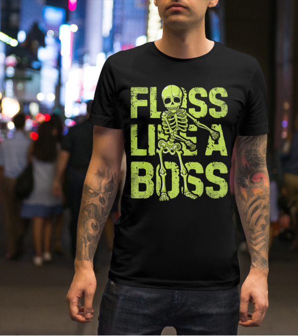 Floss Like A Boss Neon Skeleton Dance T-Shirt