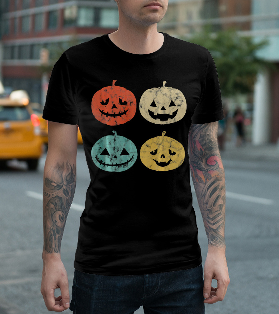 Vintage Pumpkin Funny Halloween Jack-O'-Lanterns T-Shirt