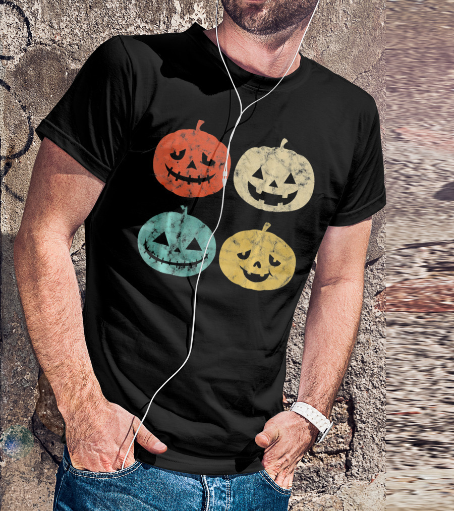 Vintage Pumpkin Funny Halloween Jack-O'-Lanterns T-Shirt